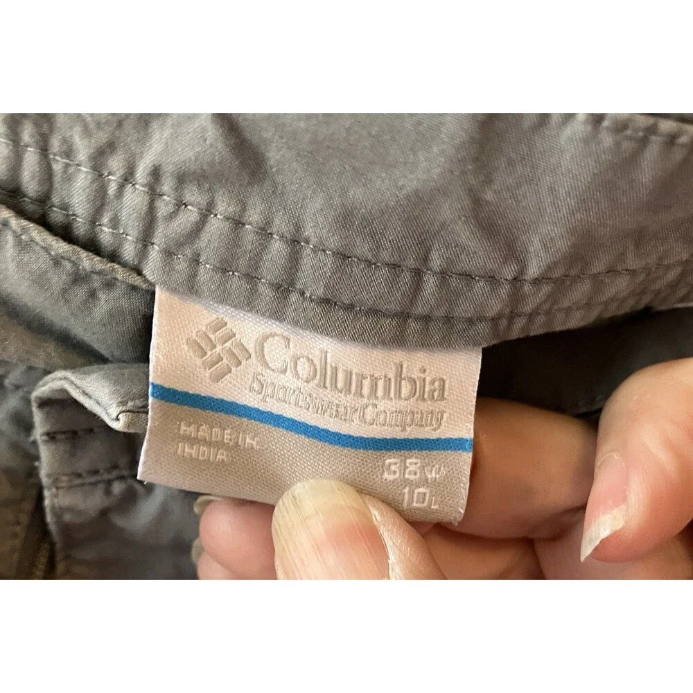 Columbia Chino‎ Shorts Men's 34x10 Gray Sportswear Flat Front Zip Hiking Fishing